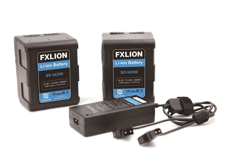 Fxlion BP-M200-KA Square V-Mount Compact Lithium-Ion Battery Kit